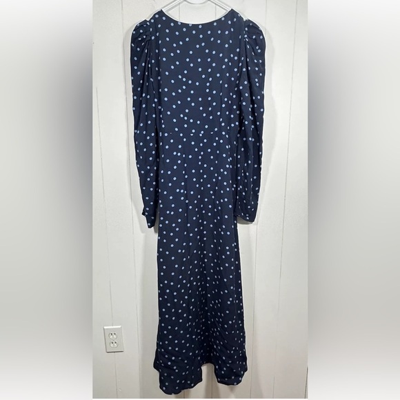 ZARA Midi Maxi Blue Polka Dots Dress puff Long Sleeves Size XS - Picture 10 of 14
